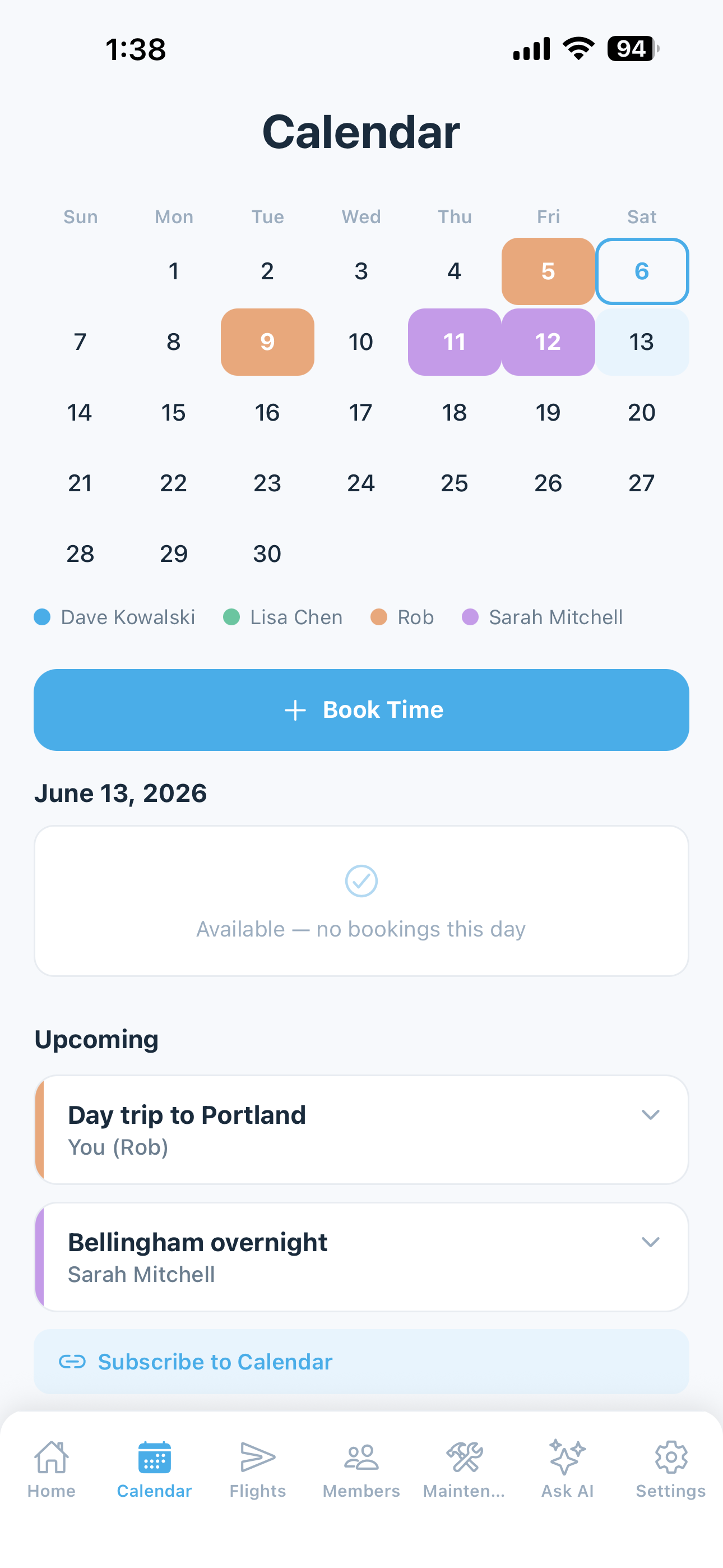 Subscribe calendar button