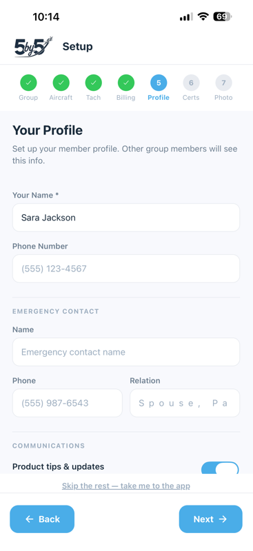 Onboarding step 5 - Your Profile